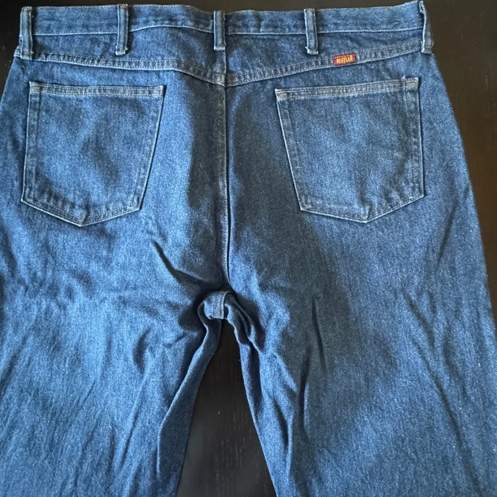 Men's Rustler 130273  Blue Regular Fit Cotton Denim Jeans Size 40x30 Good Cond